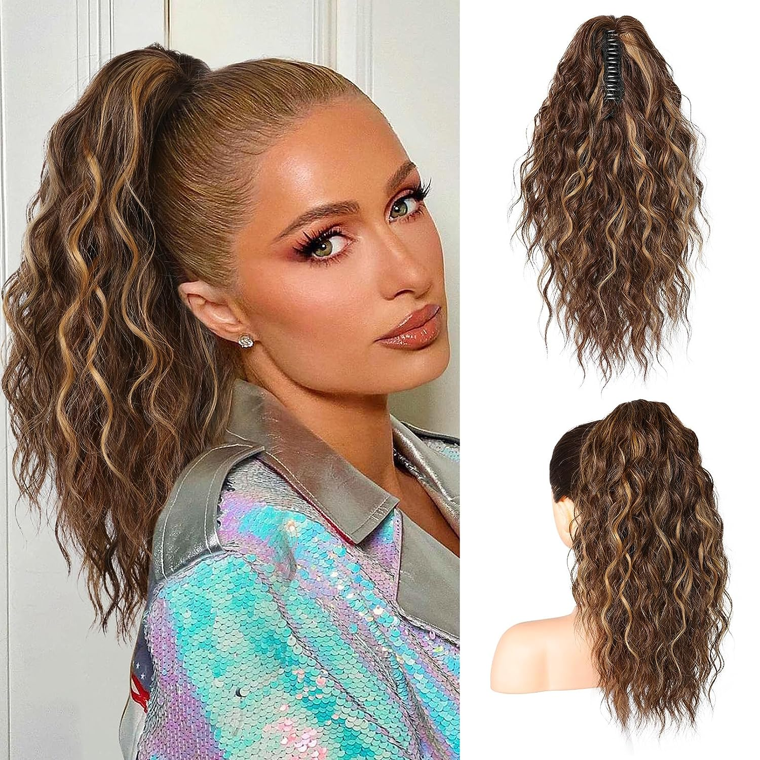 18 Inch Glamorous Wavy Hair Extension with Ponytail