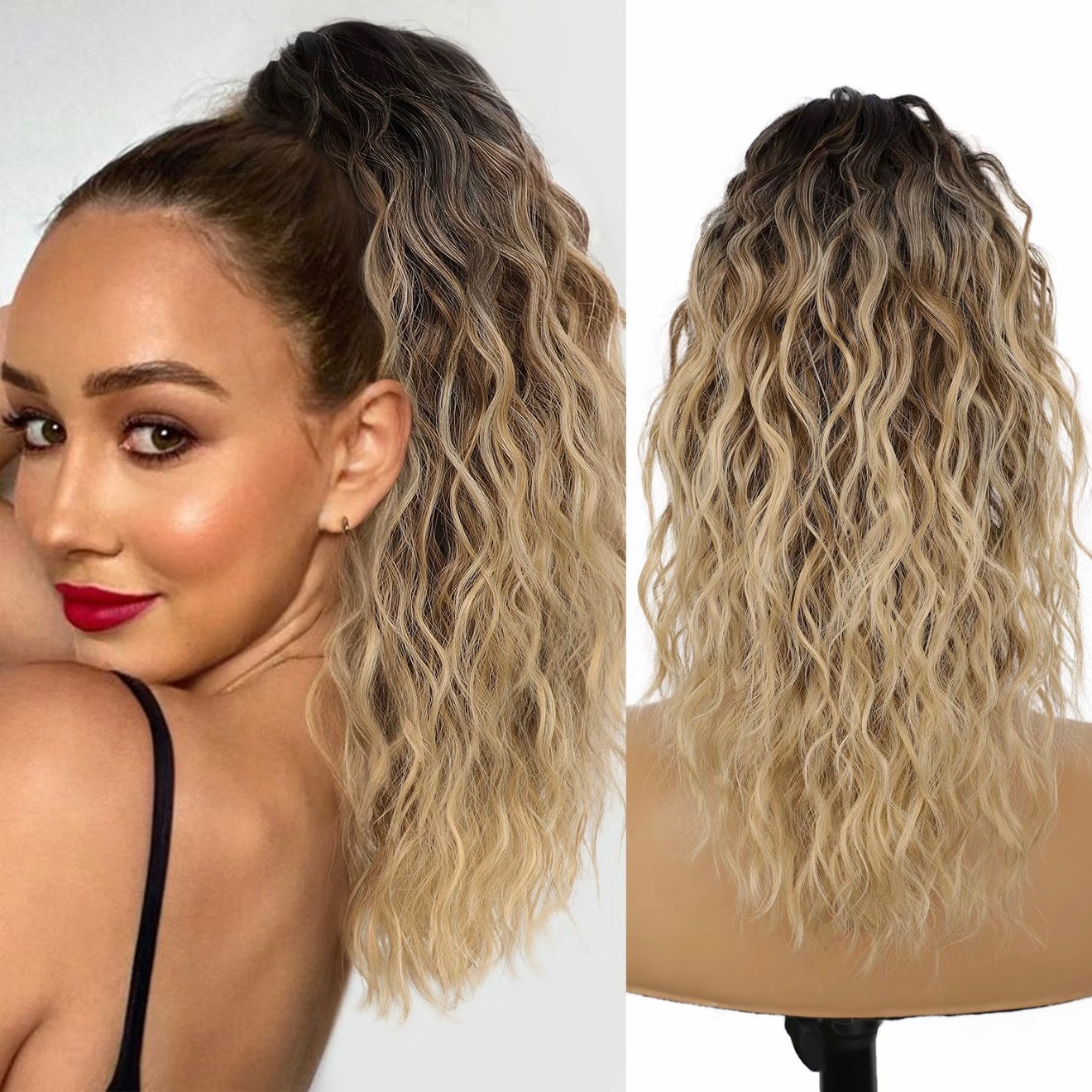 18 Inch Glamorous Wavy Hair Extension with Ponytail